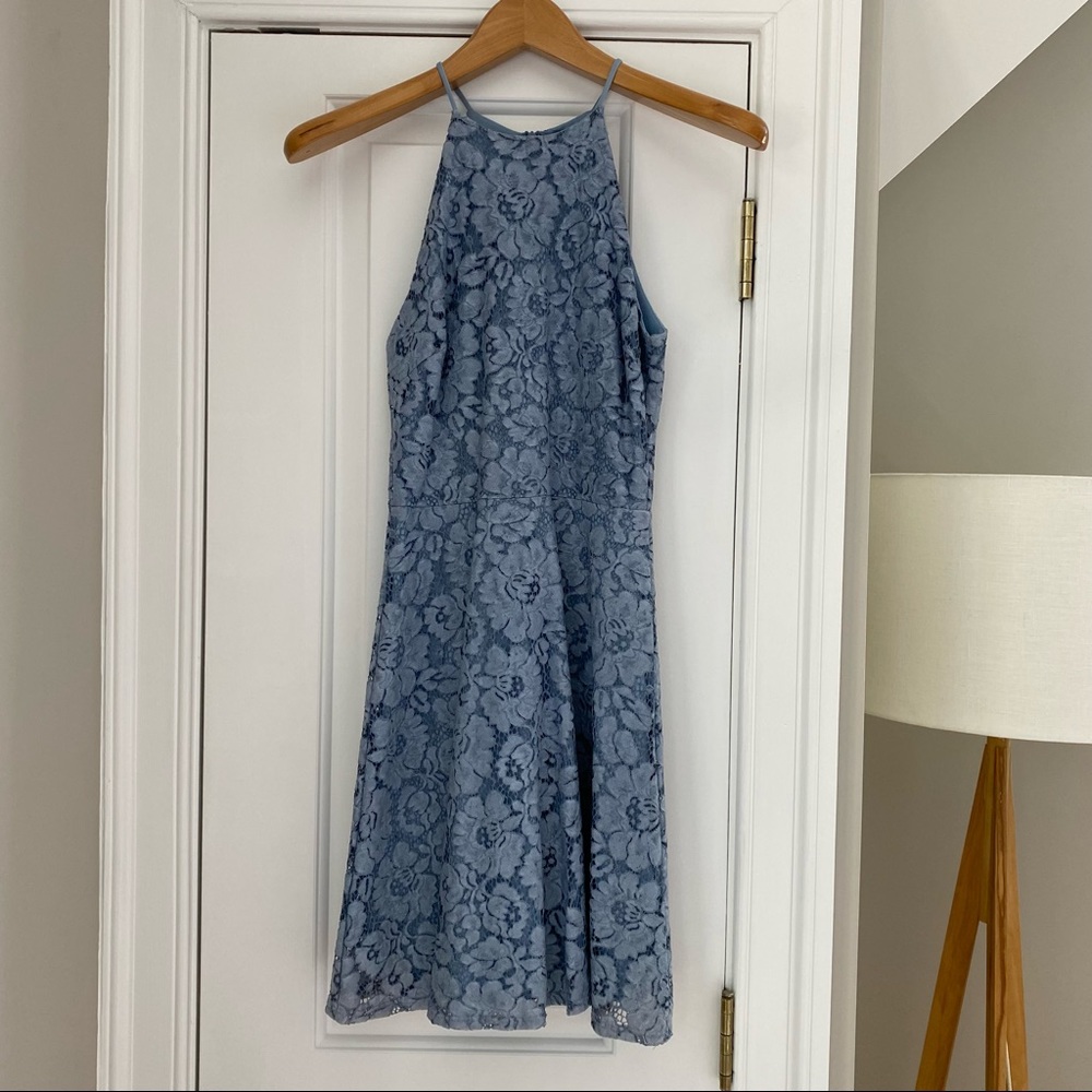 AQUA Light Blue Lace Dress - Picture 3 of 4